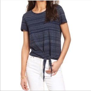 Madewell Tie-Front T-Shirt Navy Blue Heathered